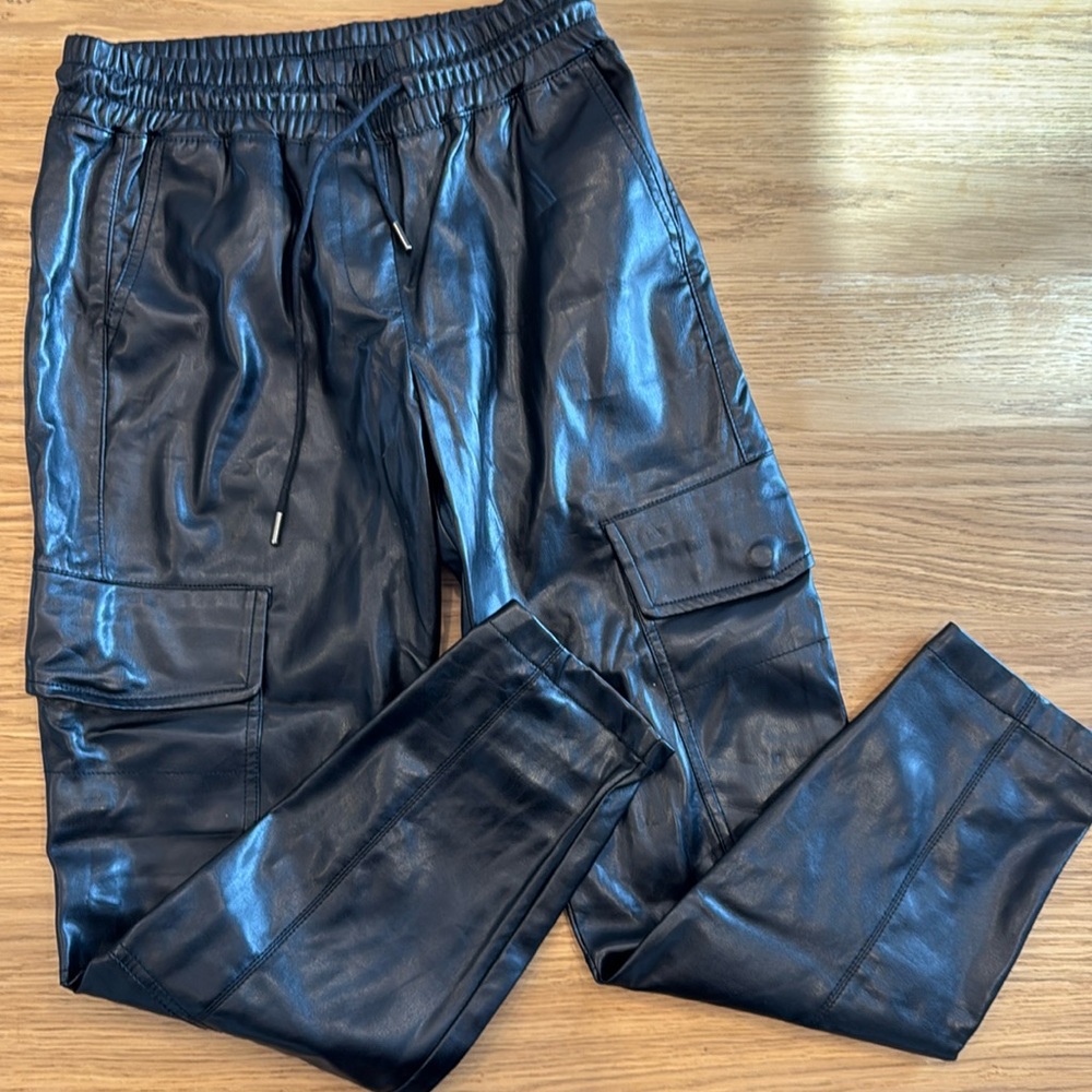 Vegan leather cargo pants
